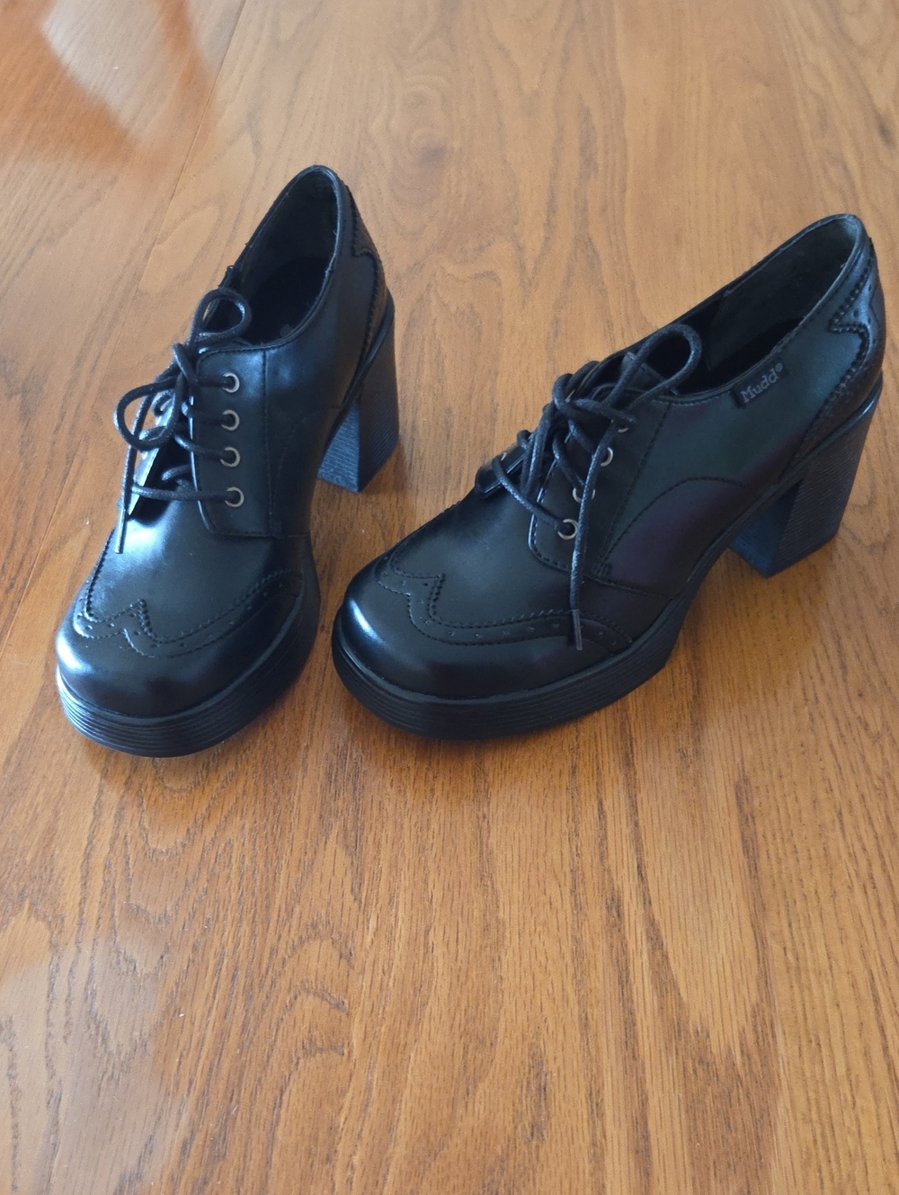 Mudd Black Lace-Up Chunky Heel Oxford